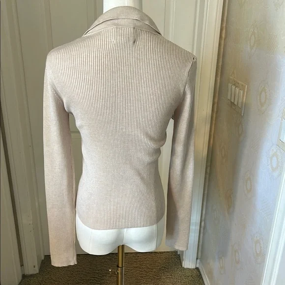 Hippie Rose Women's Beige Zip-Up Ribbed Jacket - Picture 3 of 3